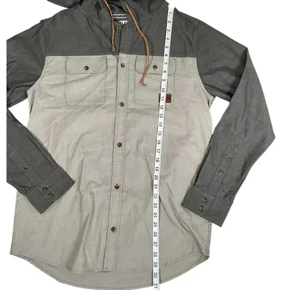 DRAVUS Brand Patterned Hoodie NWT Size Large Gray Button Down Long Sleeve - Picture 5 of 8